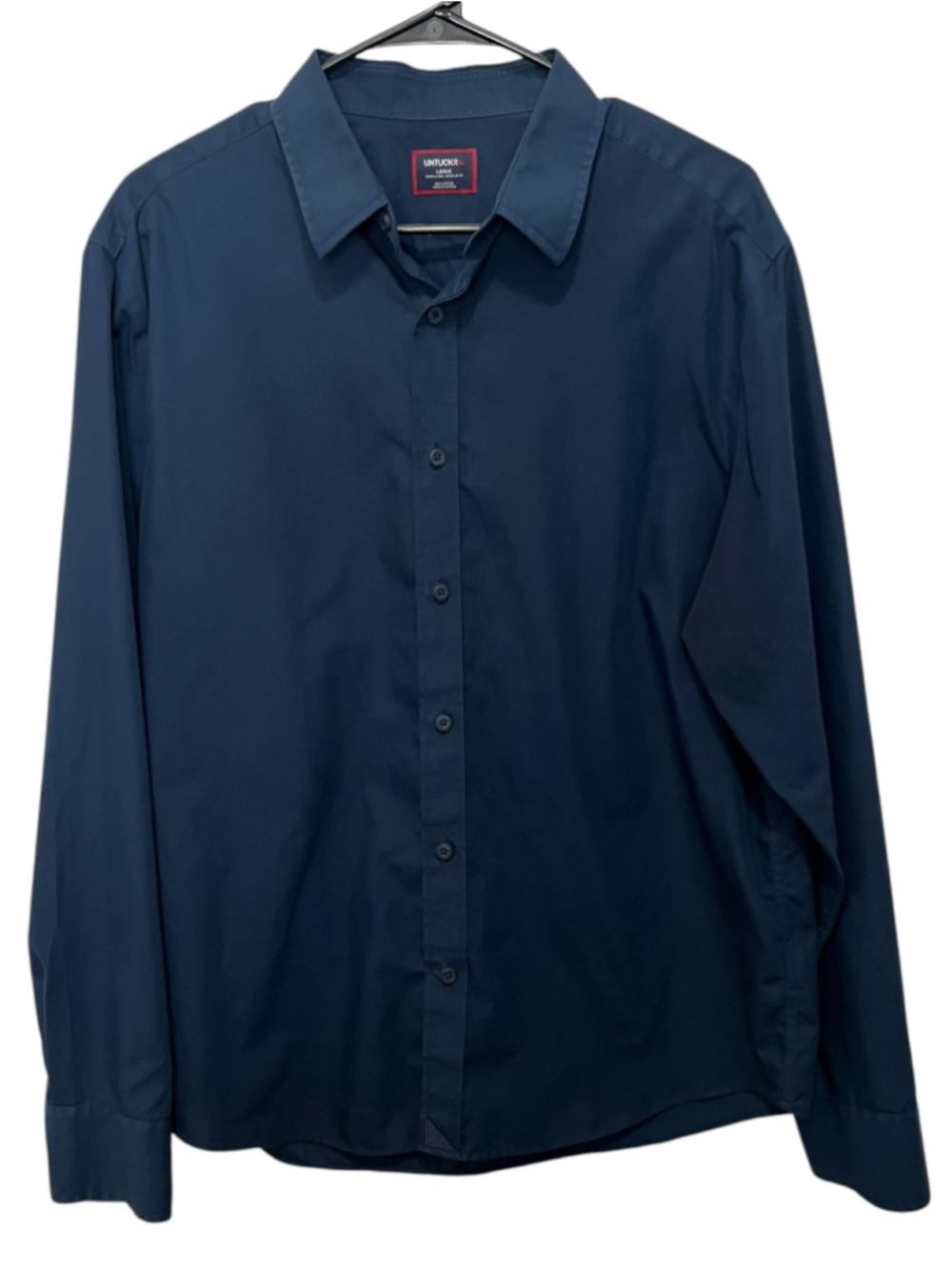 UNTUCKit Navy Blue Wrinkle Free Regular Fit Button Down Long Sleeve Shirt